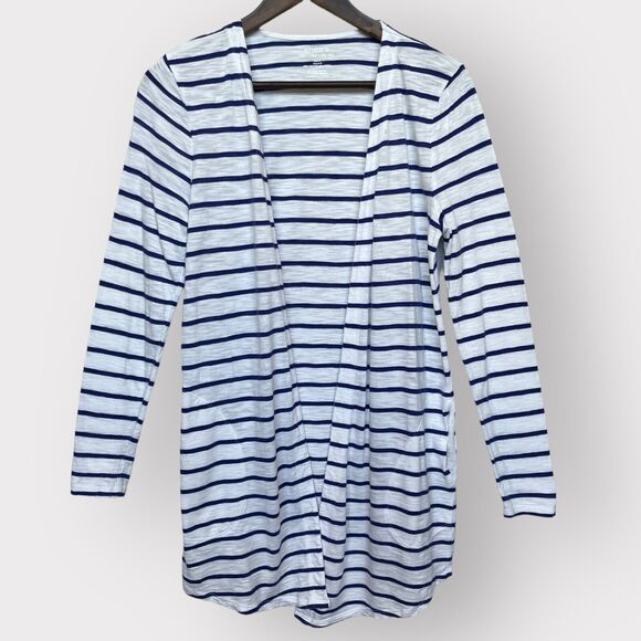 Chico's The Ultimate Tee Open Cardigan Women 0‎ (S/4) Blue Stripes Nautical D13 - Picture 1 of 13
